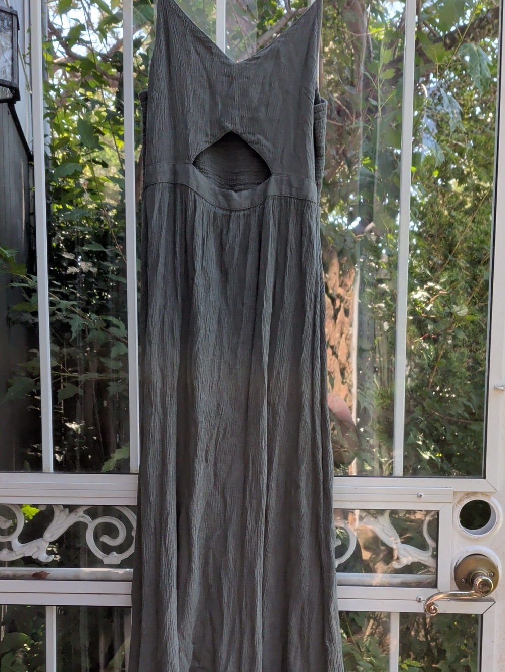 aerie Olive Green Sleeveless Maxi with Front Cutout